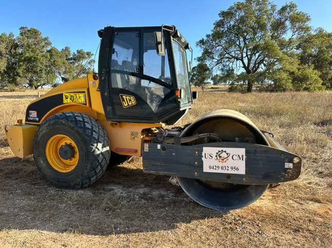 Compaction roller on a civil infrastructure site
