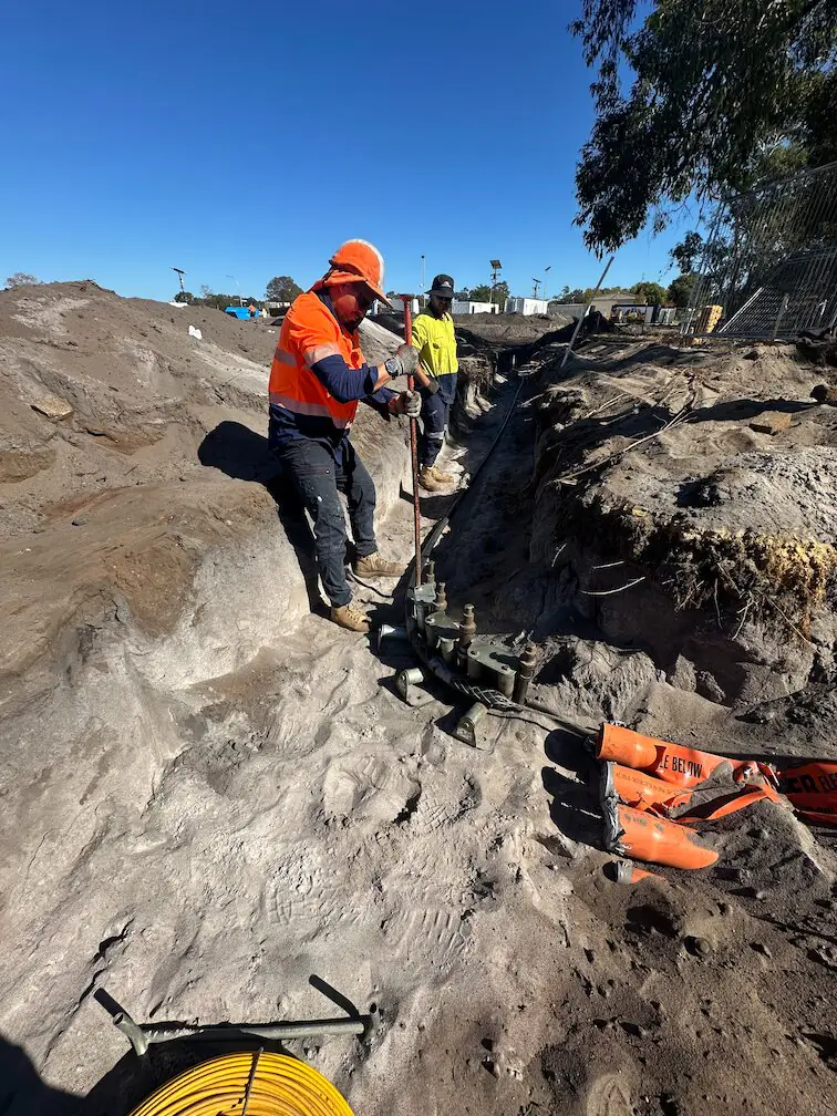 Underground HV LV cable installation with service locating controls