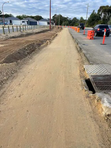Road widening construction on Hale Road toward Welshpool Road East