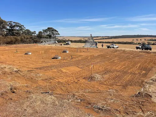 Earthworks footings for autonomous towers near Lake Grace