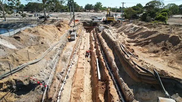 Sewer trench excavation on Andrea Drive, Henley Brook